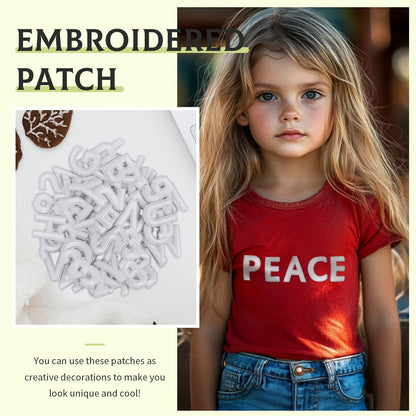 72 Pcs Iron On Letters A - Z & Numbers 0 - 9 - White Veteran Patches