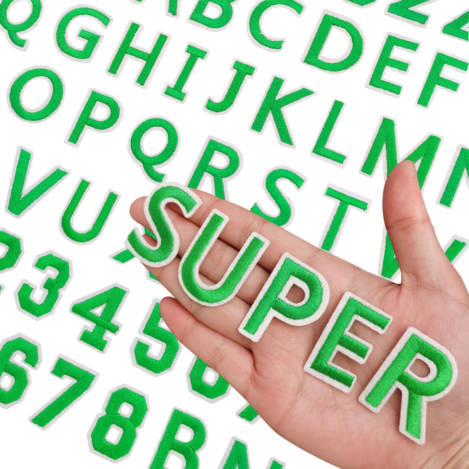 72 Pcs Iron On Letters A - Z & Numbers 0 - 9 - White Veteran Patches