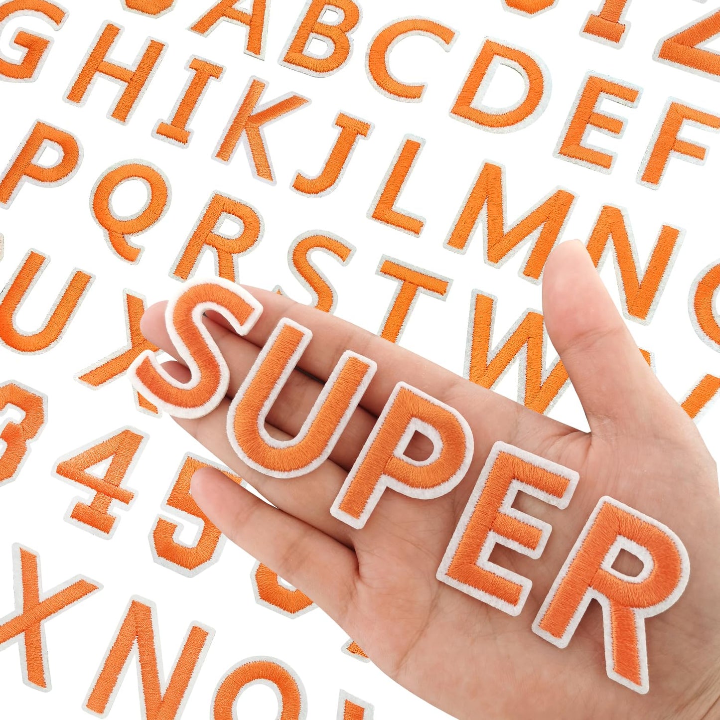 72 Pcs Iron On Letters A - Z & Numbers 0 - 9 - White Veteran Patches