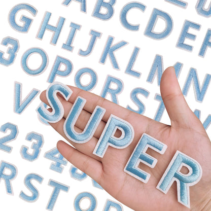 72 Pcs Iron On Letters A - Z & Numbers 0 - 9 - White Veteran Patches