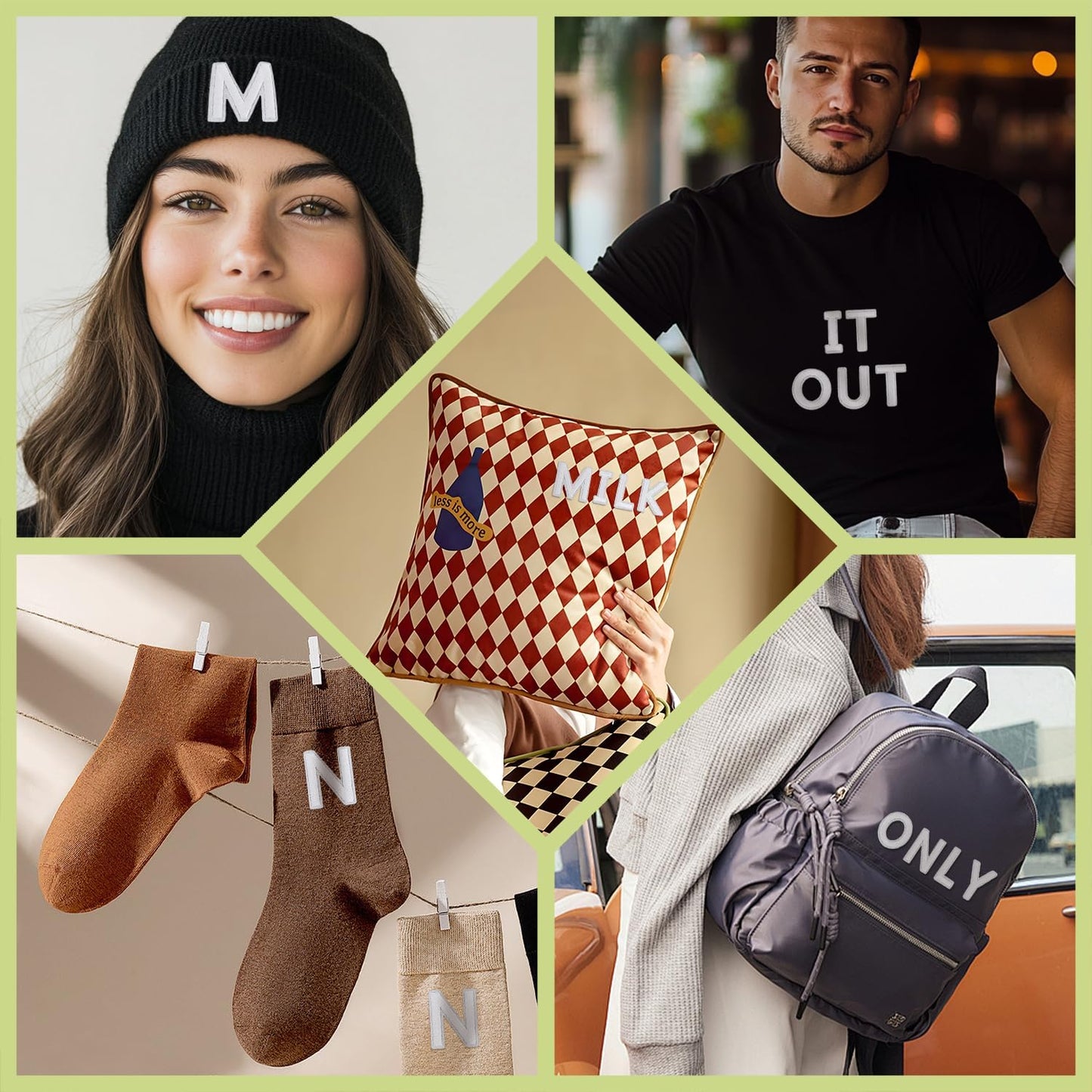 72 Pcs Iron On Letters A - Z & Numbers 0 - 9 - White Veteran Patches