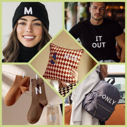 72 Pcs Iron On Letters A - Z & Numbers 0 - 9 - White Veteran Patches