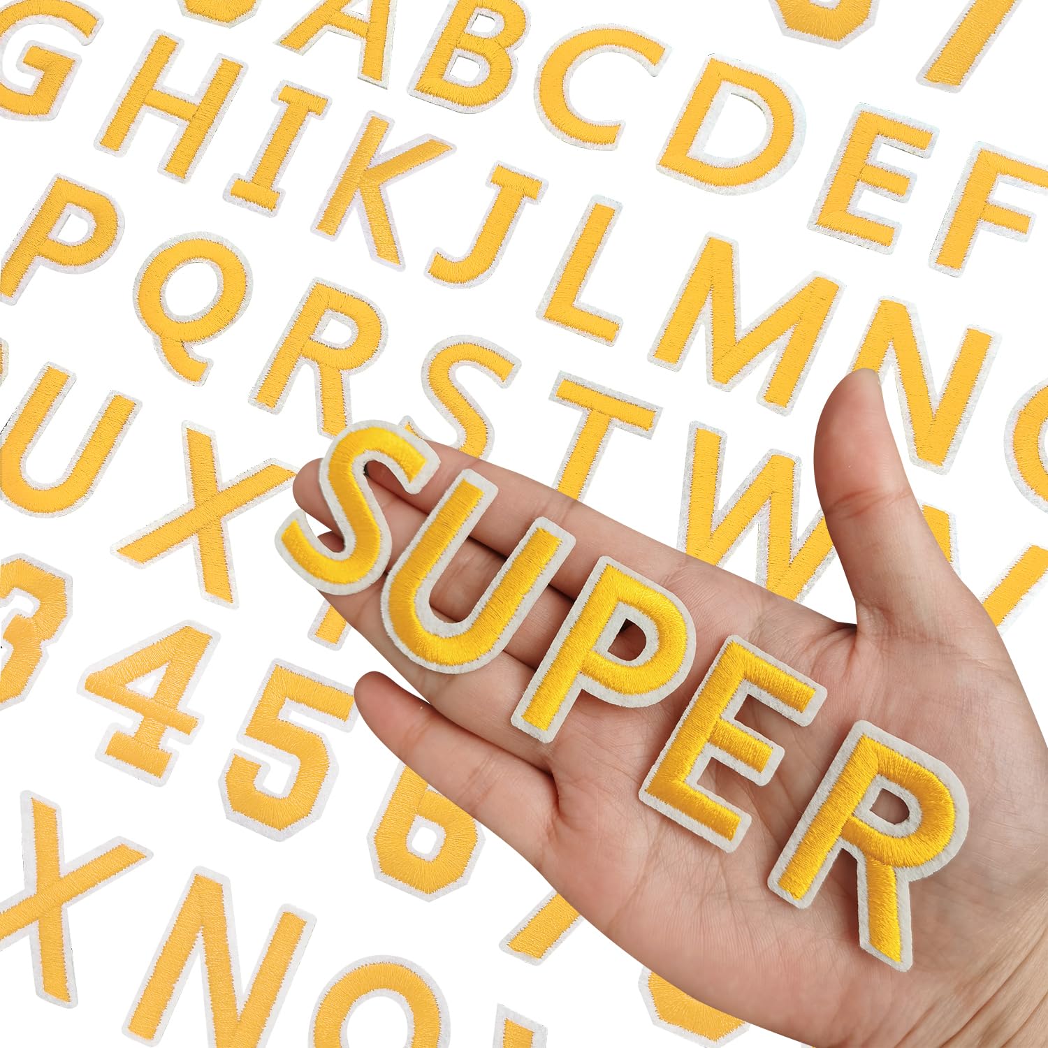 72 Pcs Iron On Letters A - Z & Numbers 0 - 9 - White Veteran Patches