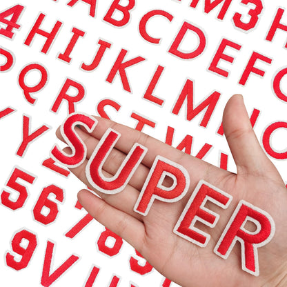 72 Pcs Iron On Letters A - Z & Numbers 0 - 9 - White Veteran Patches