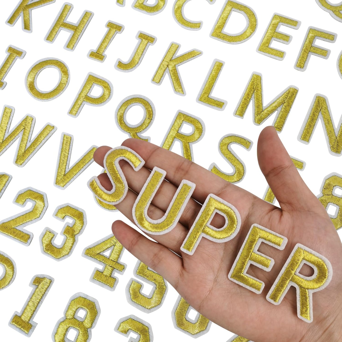 72 Pcs Iron On Letters A - Z & Numbers 0 - 9 - White Veteran Patches