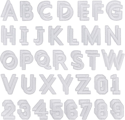 72 Pcs Iron On Letters A - Z & Numbers 0 - 9 - White Veteran Patches