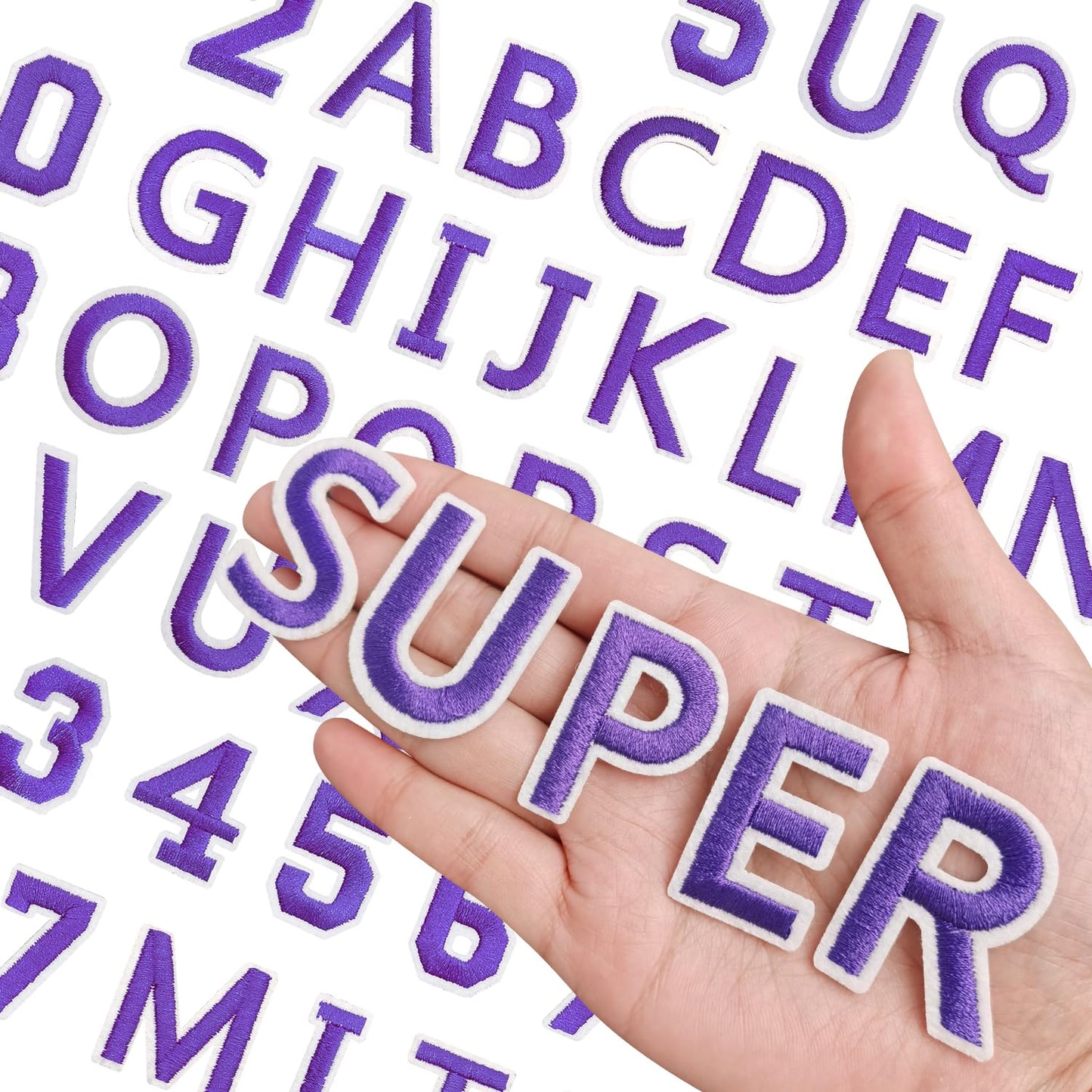 72 Pcs Iron On Letters A - Z & Numbers 0 - 9 - White Veteran Patches