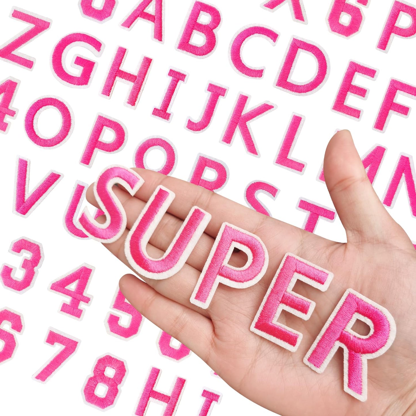 72 Pcs Iron On Letters A - Z & Numbers 0 - 9 - White Veteran Patches