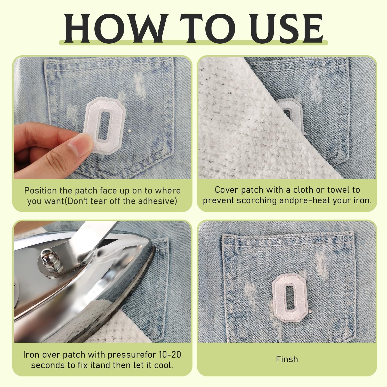 72 Pcs Iron On Letters A - Z & Numbers 0 - 9 - White Veteran Patches