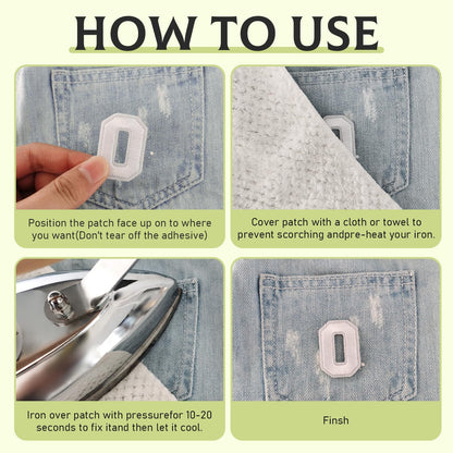 72 Pcs Iron On Letters A - Z & Numbers 0 - 9 - White Veteran Patches