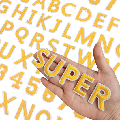 72 Pcs Iron On Letters A - Z & Numbers 0 - 9 - White Veteran Patches