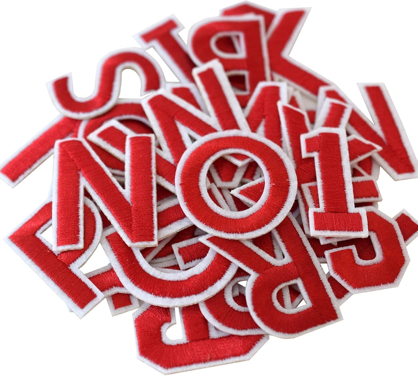 72 Pcs Iron On Letters & Numbers - Red Alphabet A - Z Veteran Patches