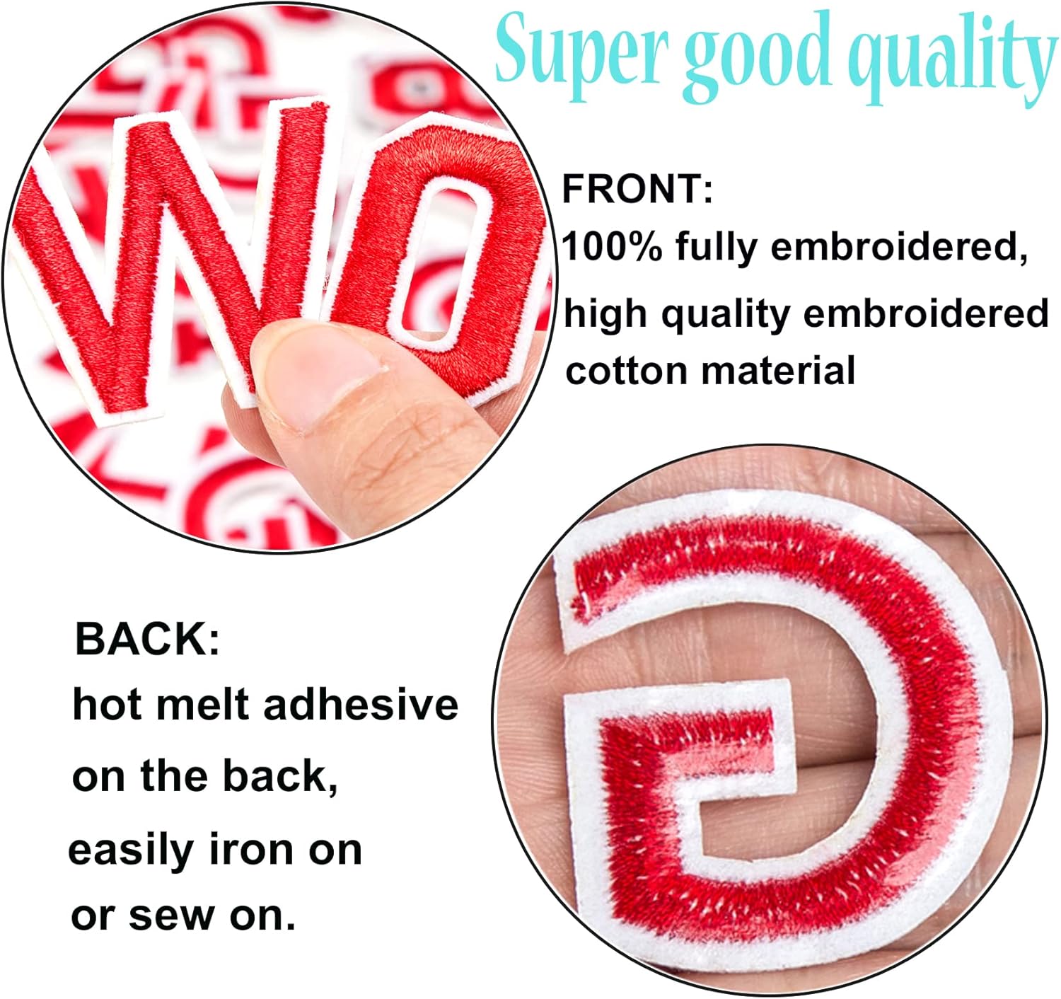 72 Pcs Iron On Letters & Numbers - Red Alphabet A - Z Veteran Patches