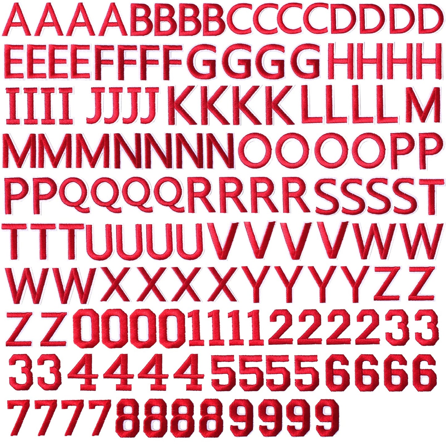 72 Pcs Iron On Letters & Numbers - Red Alphabet A - Z Veteran Patches