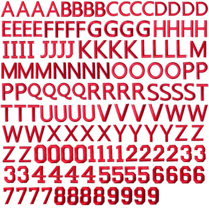72 Pcs Iron On Letters & Numbers - Red Alphabet A - Z Veteran Patches