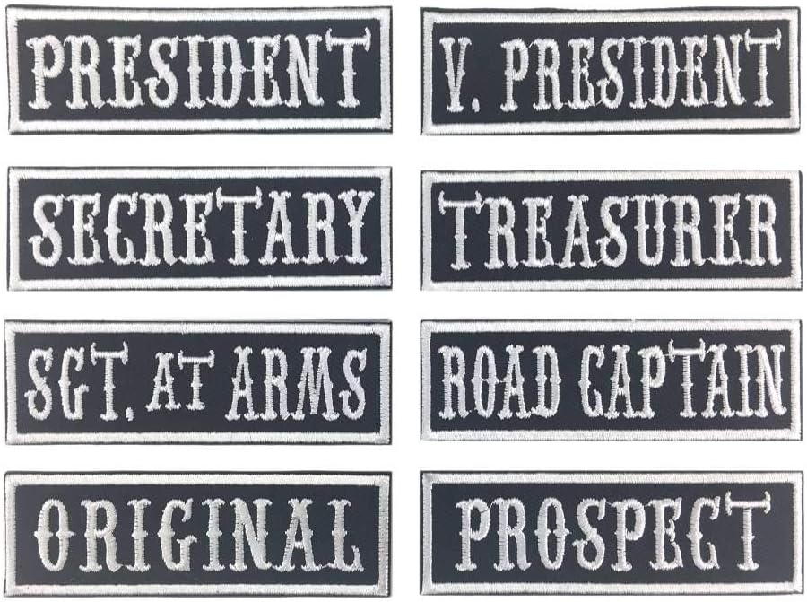 8 Pack MC Officer Title Patches - 4"x1" Embroidered Veteran Patches