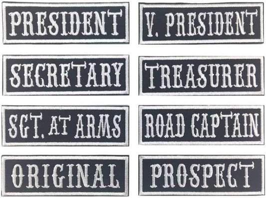 8 Pack MC Officer Title Patches - 4"x1" Embroidered Veteran Patches