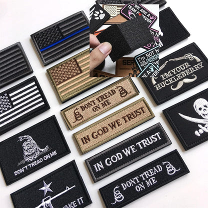 8 Pcs Tactical Military Patch Set - USA Flag Black Veteran Patches