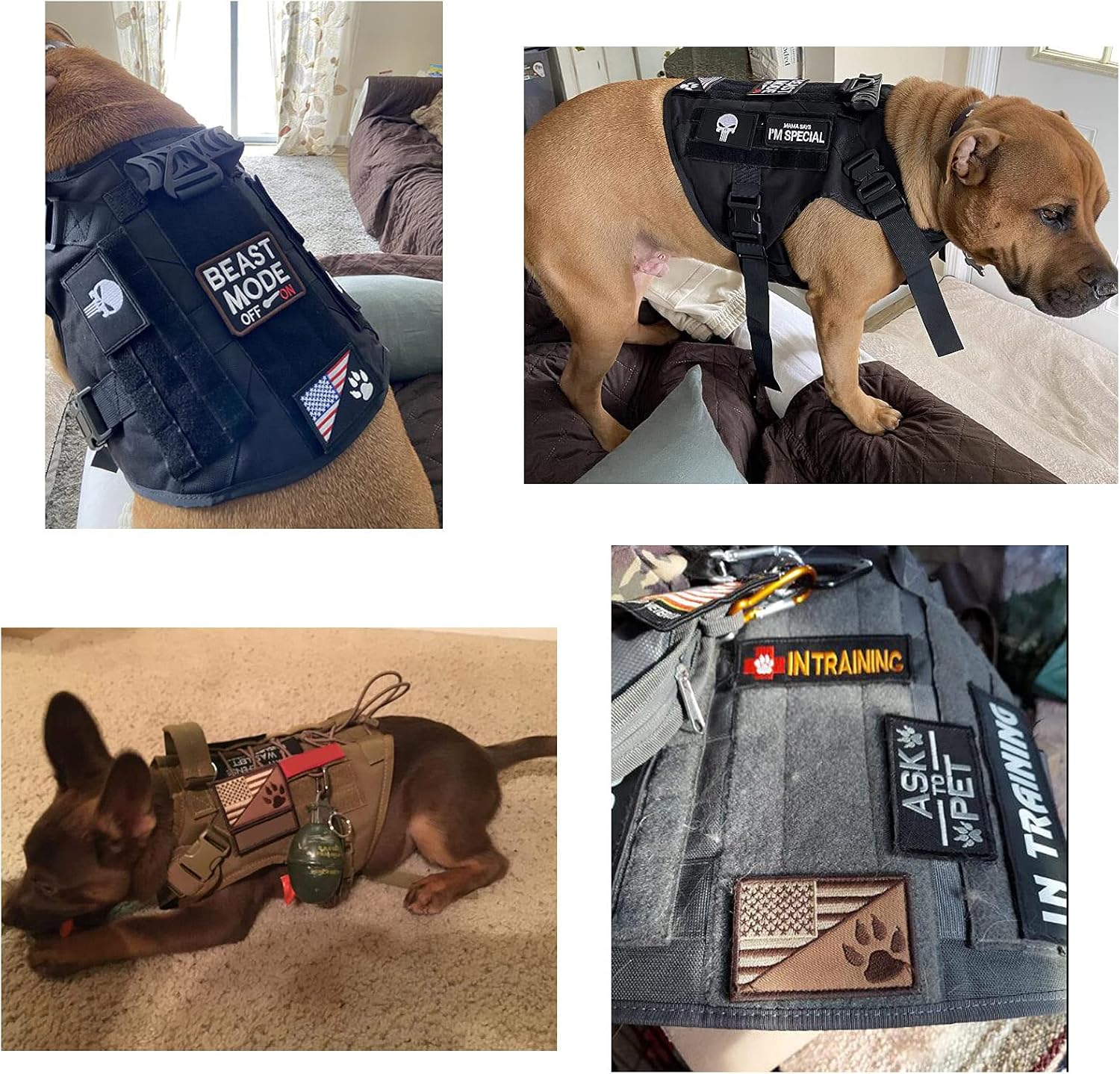 8 Pcs Tactical Military Patch Set - USA Flag Black Veteran Patches