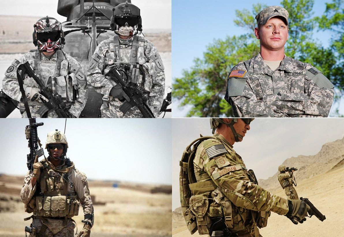 8 Pcs Tan Tactical Patch Set - Military Embroidered Veteran Patches