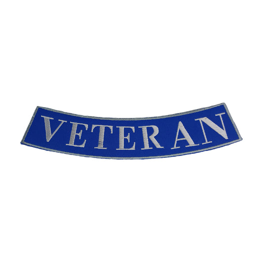 Veteran Sliver on Blue Border Military Rocker Patch - Veteran Biker Patch