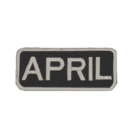 April Name Tag Patch - White on Black Embroidered Biker Patch