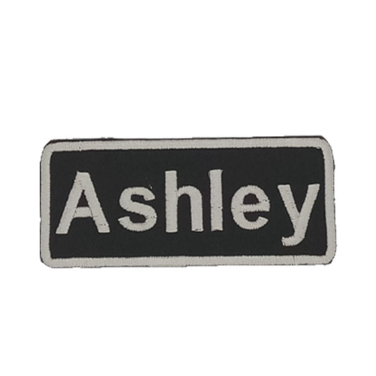 Ashley Name Tag Patch - White on Black Embroidered Biker Patch