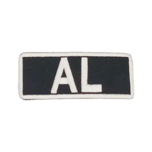 AL Name Tag Patch - White on Black Embroidered Biker Patch