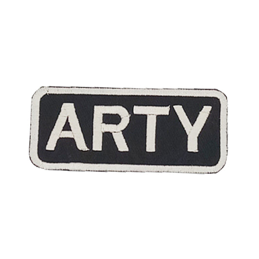 ARTY Name Tag Patch - White on Black Embroidered Biker Patch