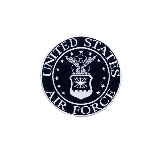 Air Force White on Black Round Center Back Patch - Stylish Biker Vest Emblem