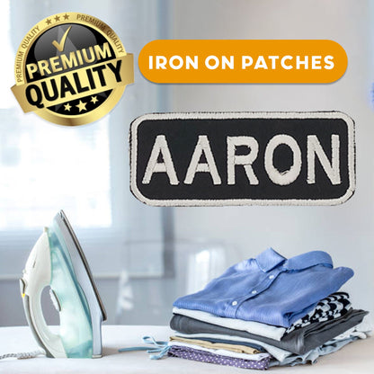 Aaron Name Tag Patch - White on Black Embroidered Biker Patch Veteran Patches