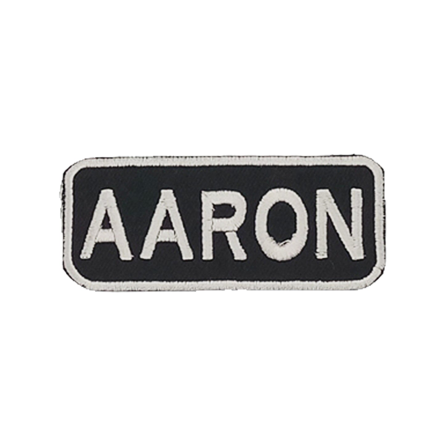 Aaron Name Tag Patch - White on Black Embroidered Biker Patch Veteran Patches