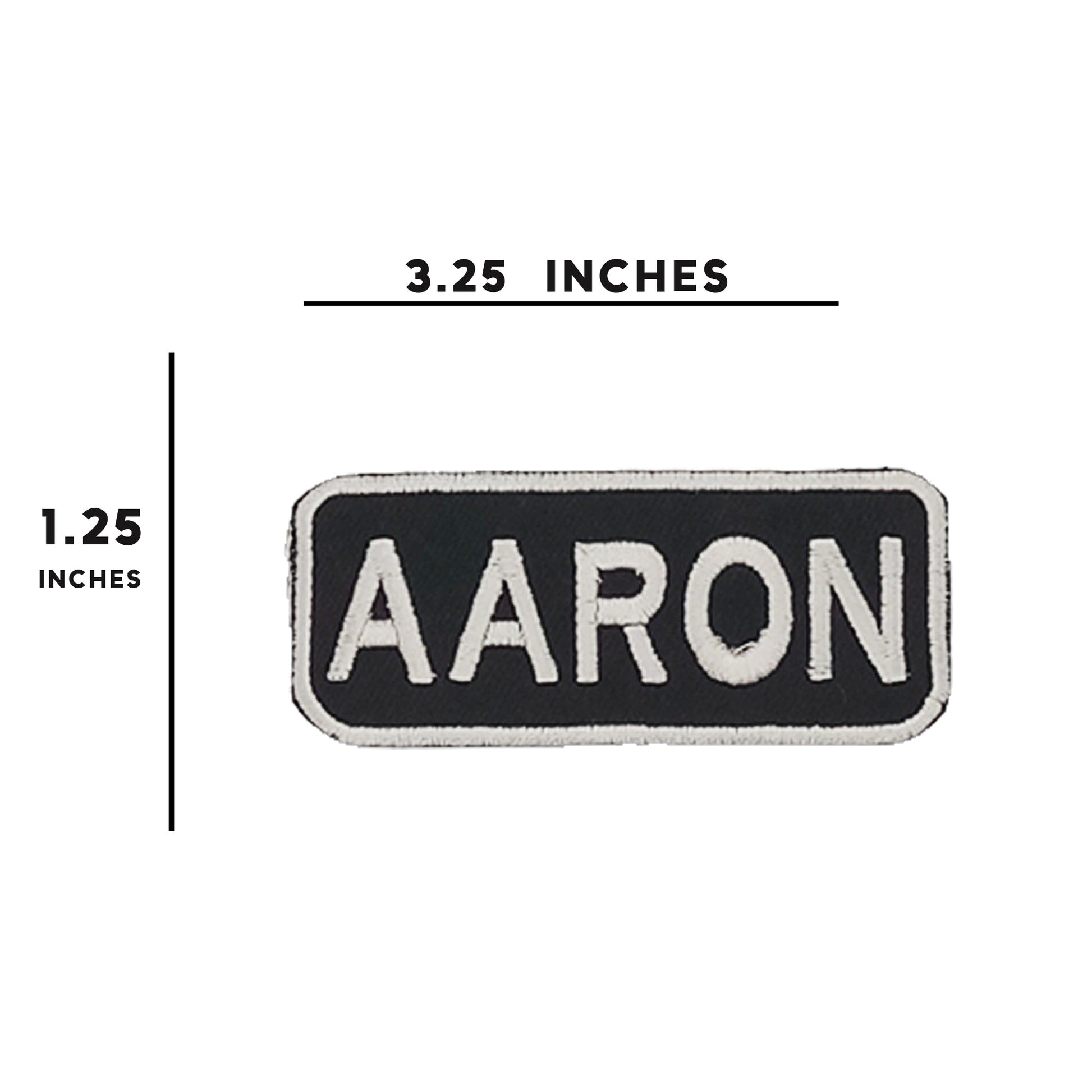 Aaron Name Tag Patch - White on Black Embroidered Biker Patch Veteran Patches