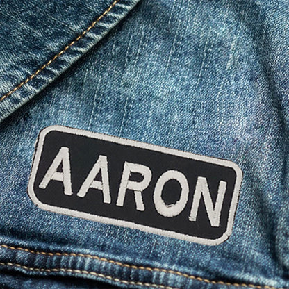 Aaron Name Tag Patch - White on Black Embroidered Biker Patch Veteran Patches