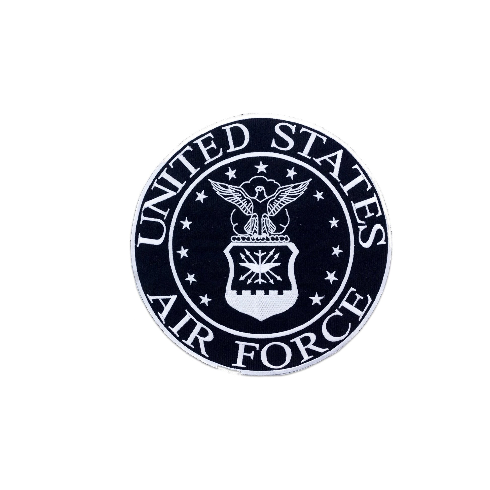 Air Force White on Black Round Military Center Patch - Veteran Biker Patch Veteran Patches