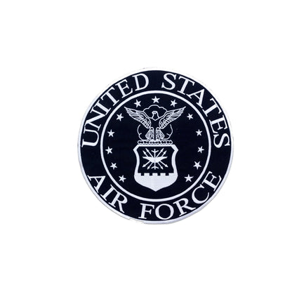 Air Force White on Black Round Military Center Patch - Veteran Biker Patch Veteran Patches