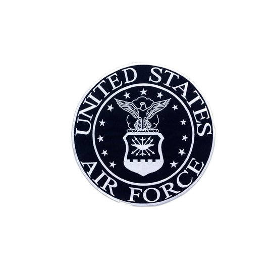Air Force White on Black Round Military Center Patch - Veteran Biker Patch Veteran Patches