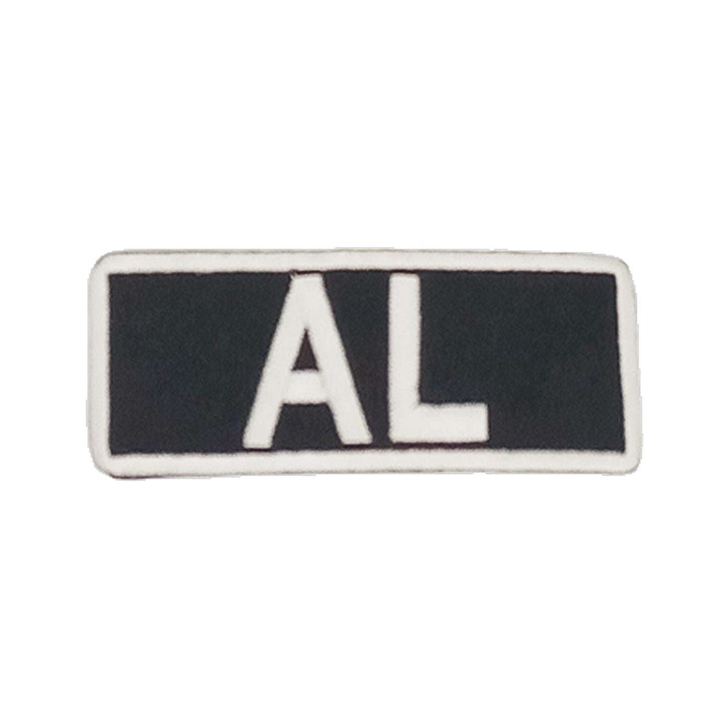 AL Name Tag Patch - White on Black Embroidered Biker Patch Veteran Patches