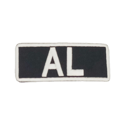 AL Name Tag Patch - White on Black Embroidered Biker Patch Veteran Patches