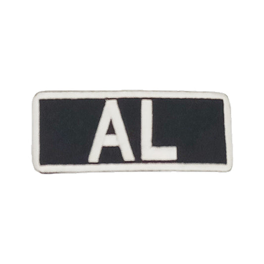 AL Name Tag Patch - White on Black Embroidered Biker Patch Veteran Patches