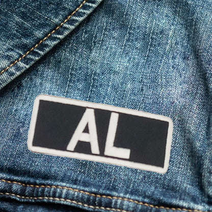 AL Name Tag Patch - White on Black Embroidered Biker Patch Veteran Patches