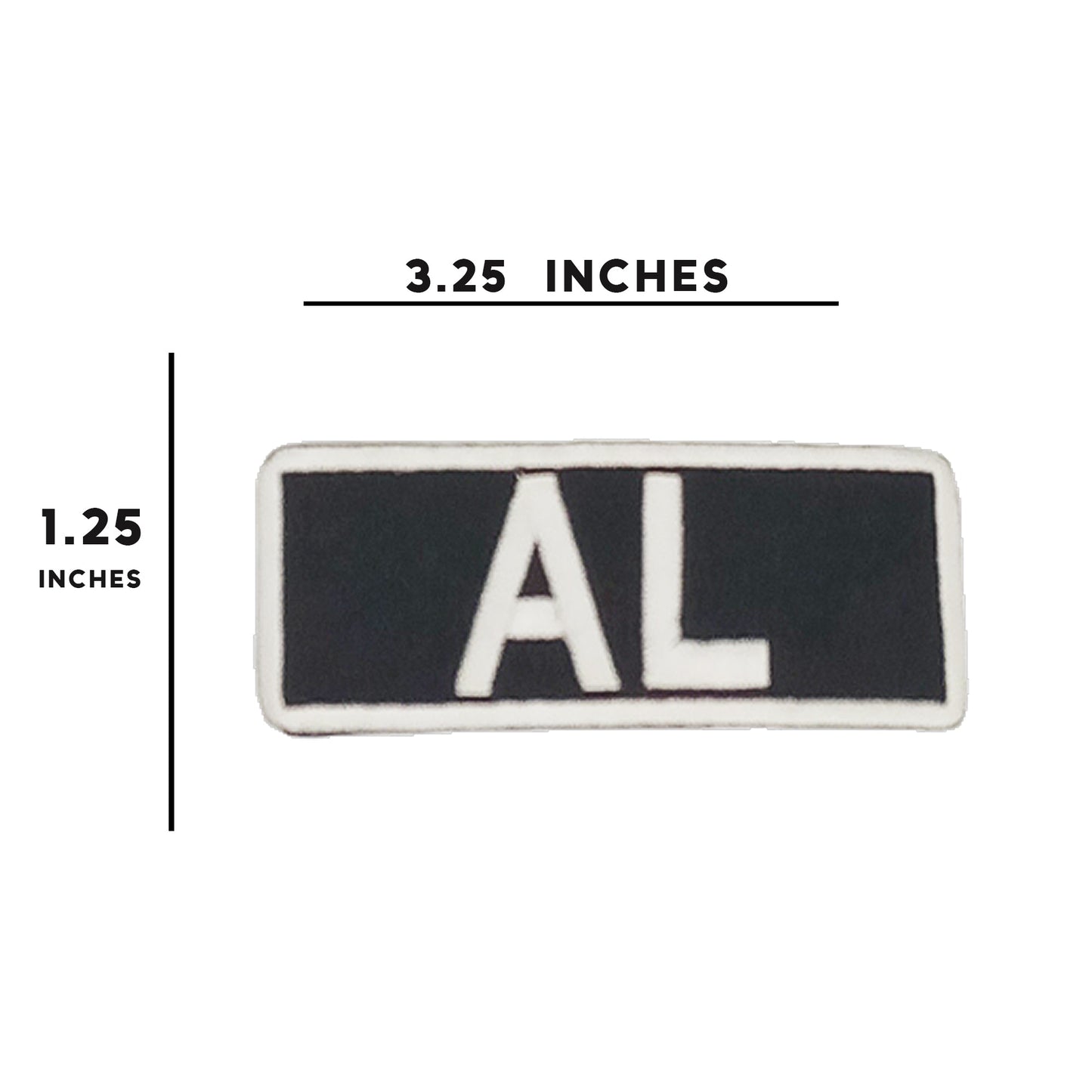 AL Name Tag Patch - White on Black Embroidered Biker Patch Veteran Patches