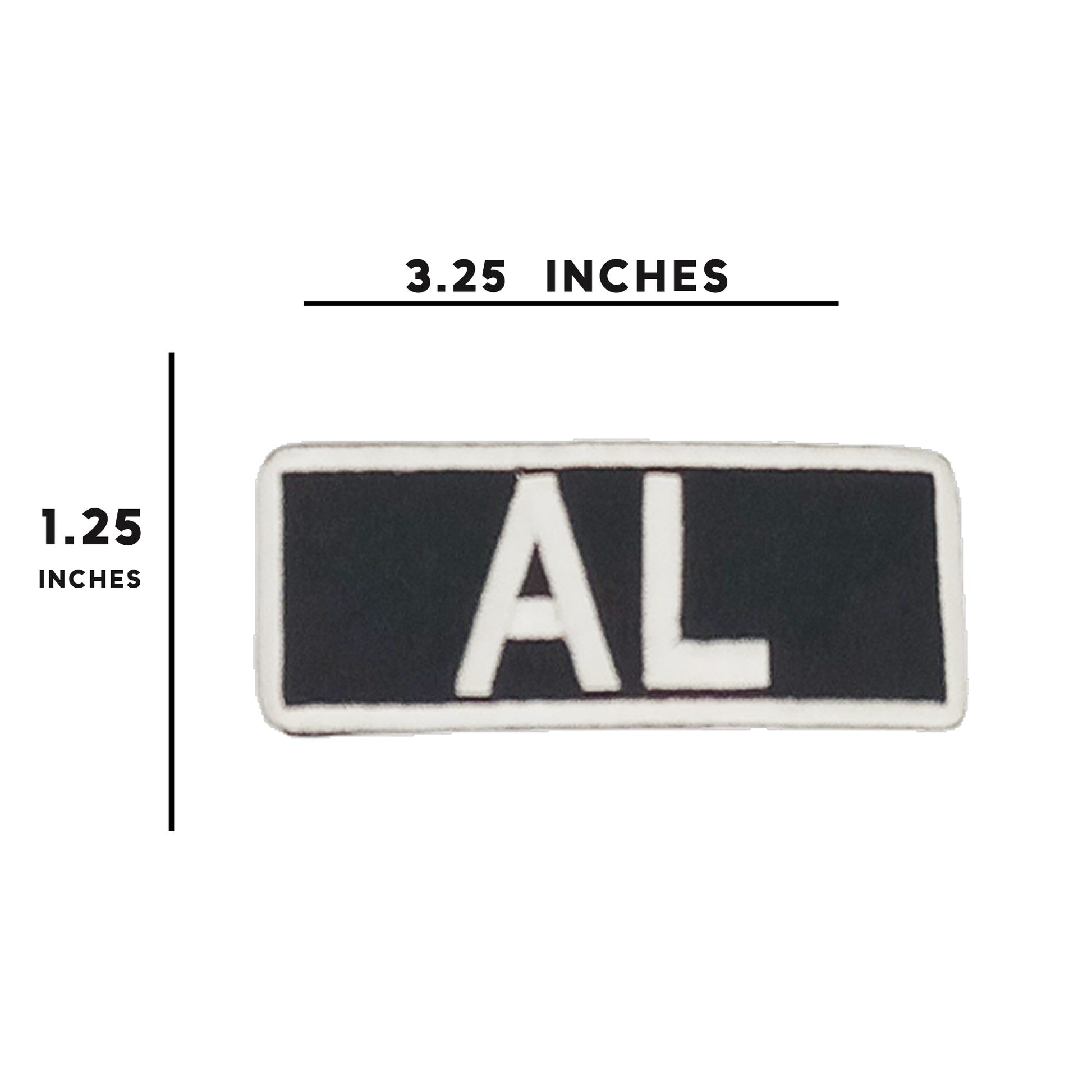 AL Name Tag Patch - White on Black Embroidered Biker Patch Veteran Patches