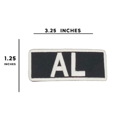 AL Name Tag Patch - White on Black Embroidered Biker Patch Veteran Patches