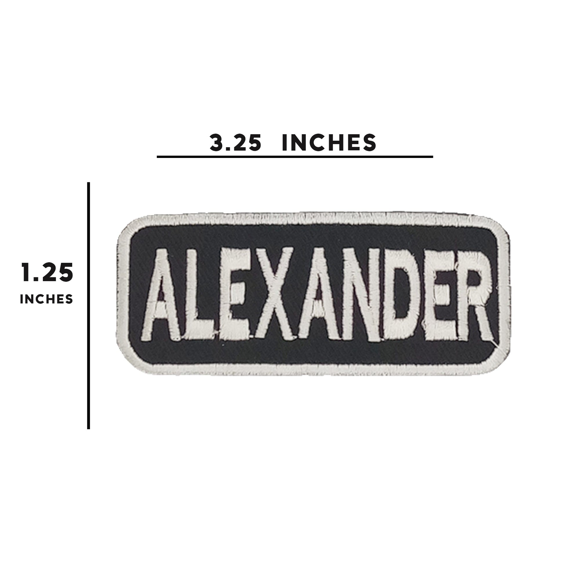 ALEXANDER Name Tag Patch - White on Black Embroidered Biker Patch Veteran Patches