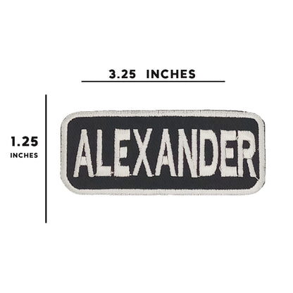 ALEXANDER Name Tag Patch - White on Black Embroidered Biker Patch Veteran Patches