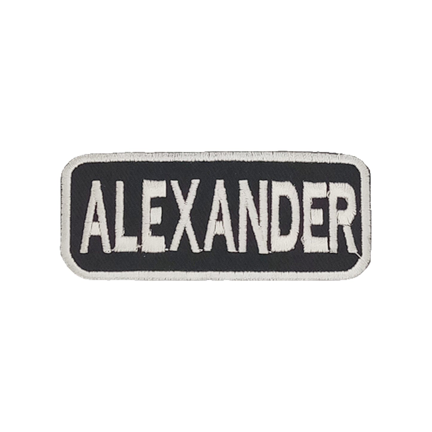 ALEXANDER Name Tag Patch - White on Black Embroidered Biker Patch Veteran Patches