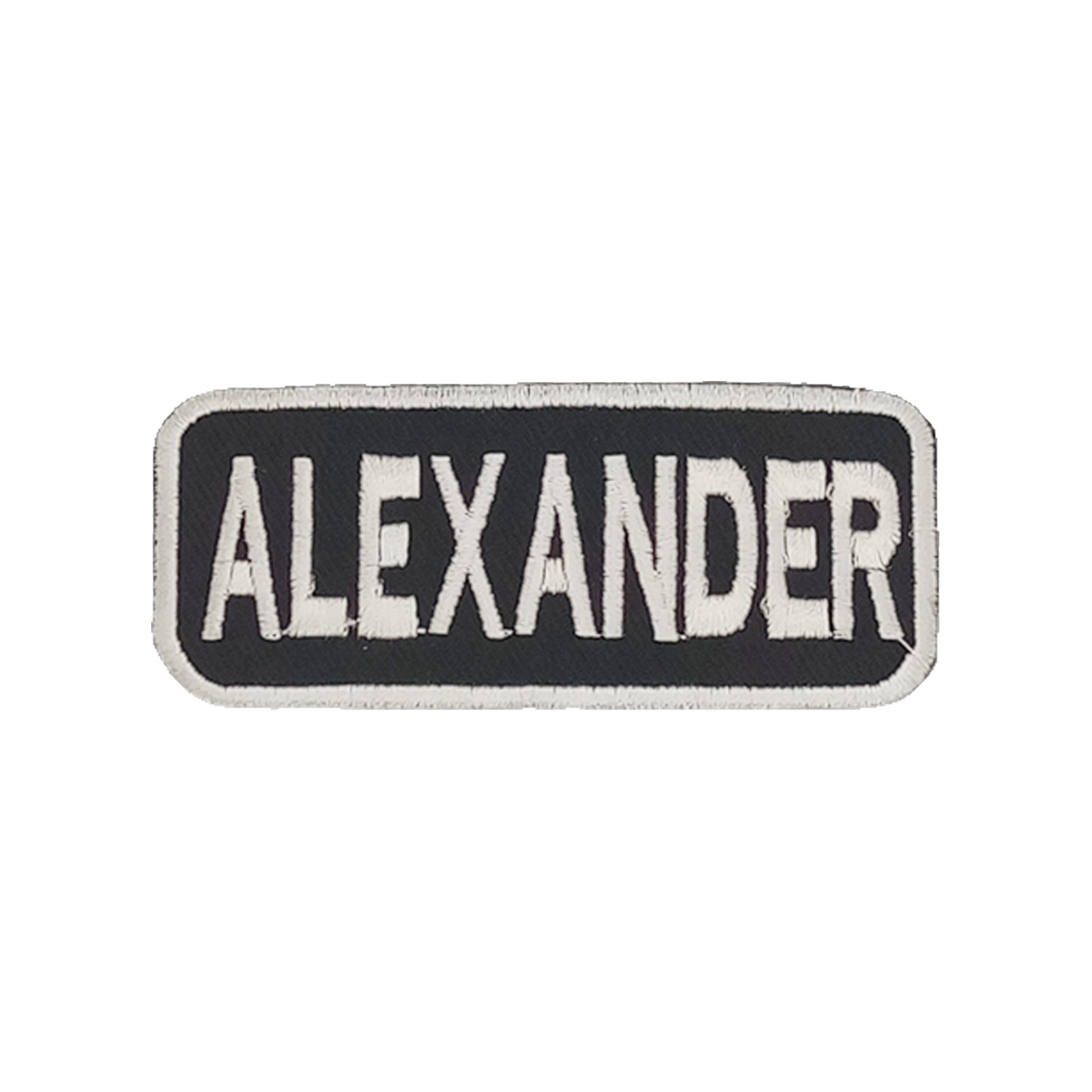 ALEXANDER Name Tag Patch - White on Black Embroidered Biker Patch Veteran Patches