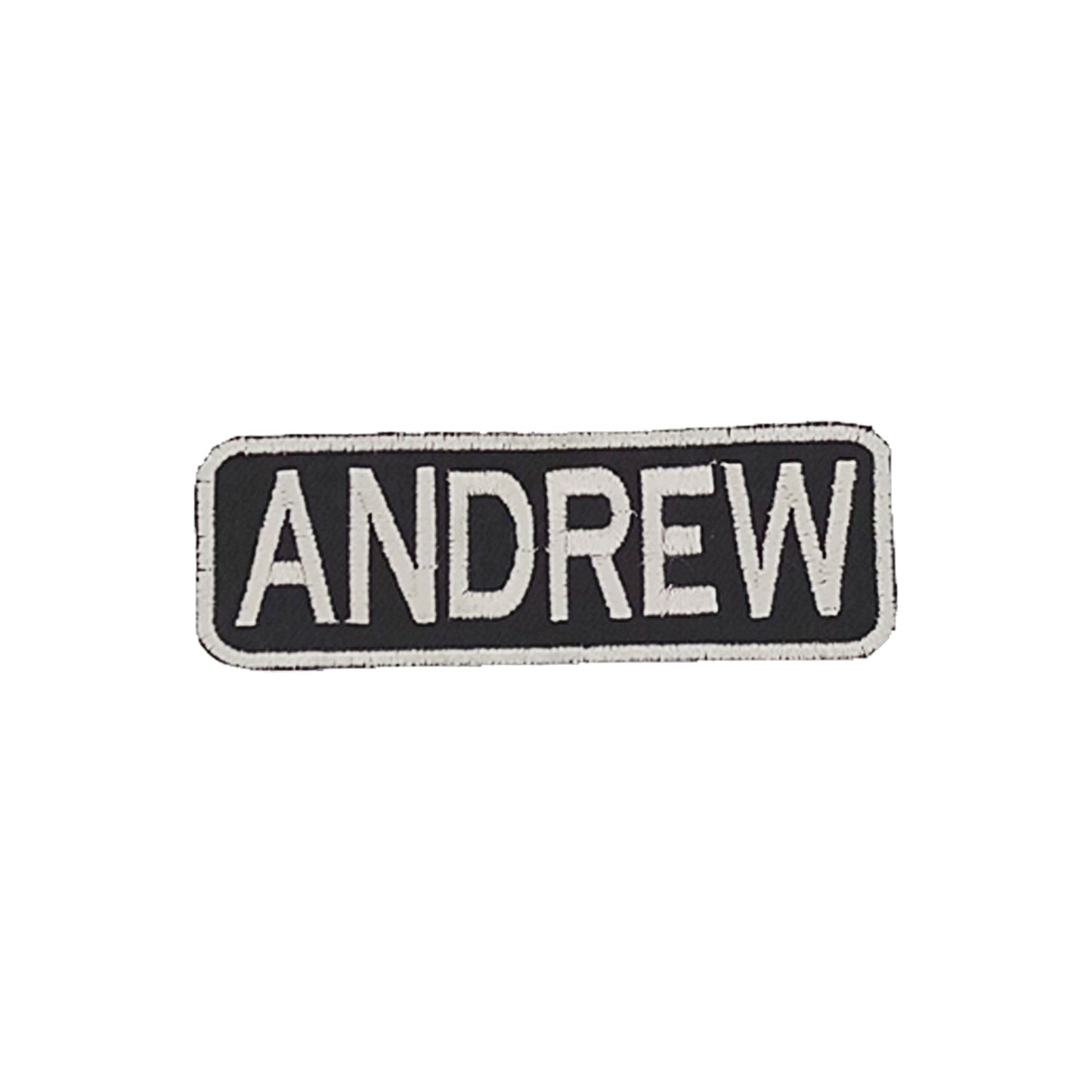 ANDREW Name Tag Patch - White on Black Embroidered Biker Patch Veteran Patches