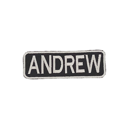 ANDREW Name Tag Patch - White on Black Embroidered Biker Patch Veteran Patches